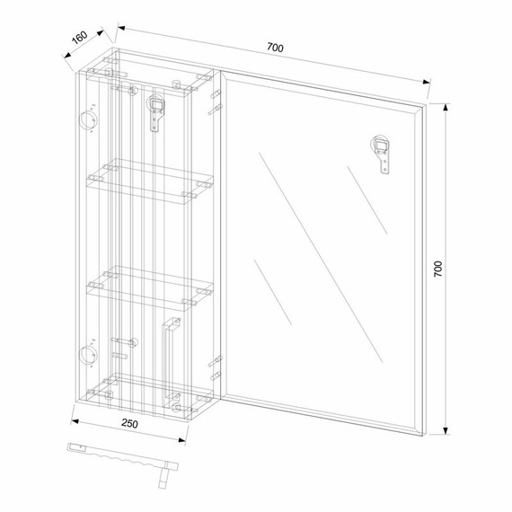Зеркало-шкаф EvaGold Era 70 см EG010187, белый мрамор - фото 4