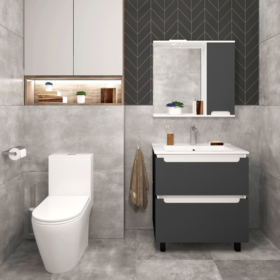 Зеркало-шкаф EvaGold Vesta 75 см EG010227, графит софт тач - фото 3