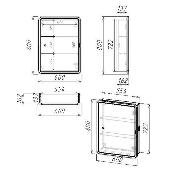Зеркало-шкаф EvaGold Morgan 60 см EG010323 (LED-подсветка, сенсорный выключатель, диммер) - фото 3