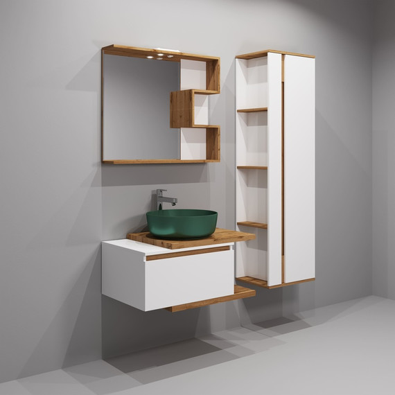 Зеркало EvaGold Forest 80 см EG010446, белый/дуб вотан - фото 4