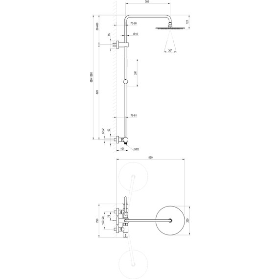 Душевая стойка с термостатом Ravak Spring SG 091.10WHM X070579, белый матовый - фото 3