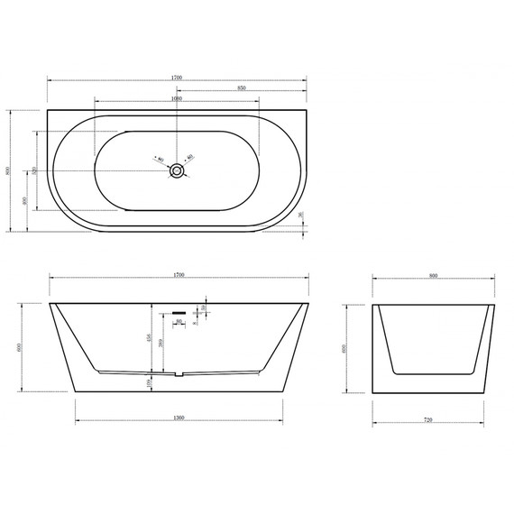 Ванна акриловая Abber AB9216-1.7DB 170x80 см, синий - фото 11