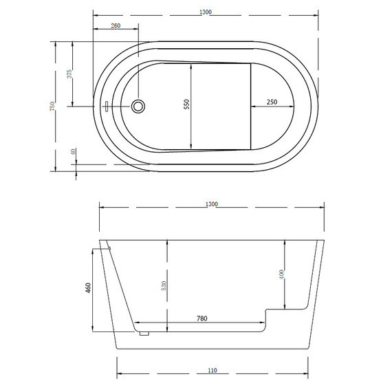 Ванна отдельностоящая сидячая Abber AB9277 130x75 см - фото 11