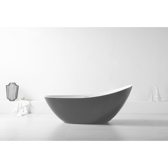 Ванна отдельностоящая Abber AB9233G 184x79 см, серый - фото 8