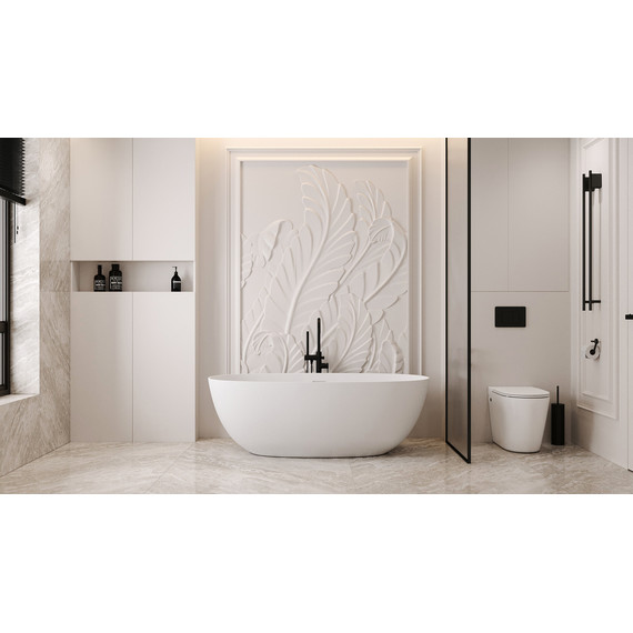 Ванна отдельностоящая Abber Stein 150x72 см AS9624-1.5, белый матовый, Размер - мм: 1500х700 - фото 8