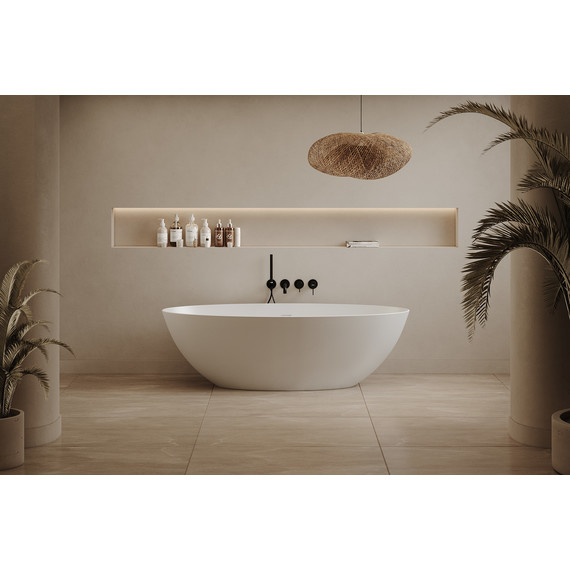 Ванна отдельностоящая Abber Stein 160x75 см AS9625-1.6, белый матовый, Размер - мм: 1600х750 - фото 8