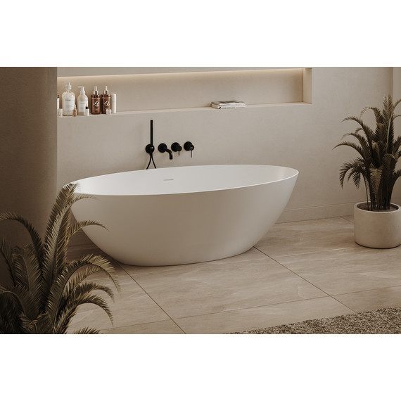 Ванна отдельностоящая Abber Stein 180x85 см AS9625-1.8, белый матовый, Размер - мм: 1800х850 - фото 9