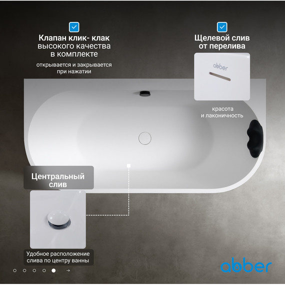 Ванна акриловая Abber Leipzig 170x80 см AM9916, белый матовый, Размер - мм: 1700х800 - фото 7