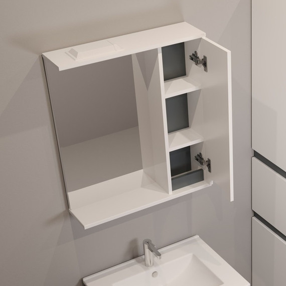 Зеркало-шкаф EvaGold Vesta 58 см EG010417, белый/графит - фото 2