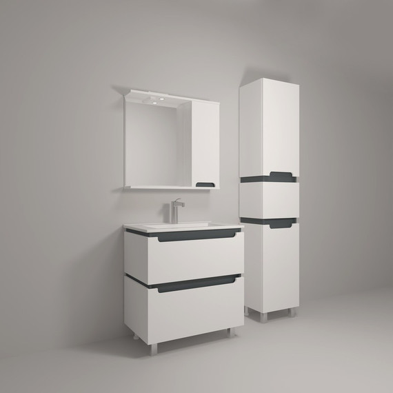 Пенал напольный EvaGold Vesta 40 см EG010420, белый/графит - фото 6