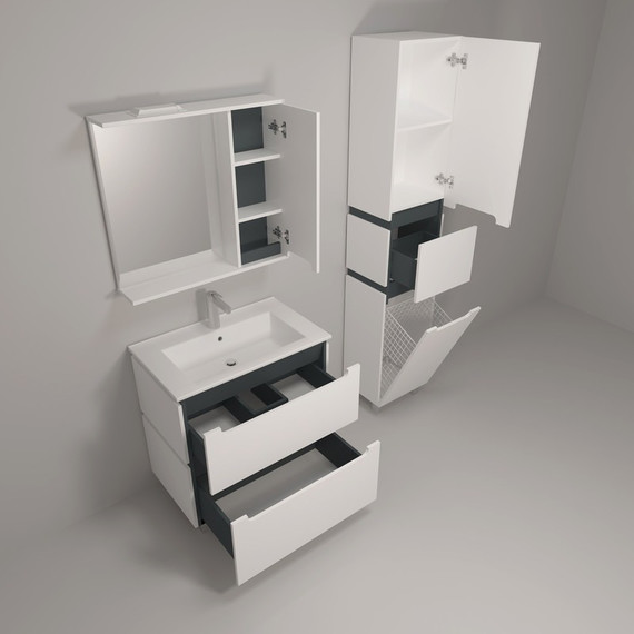 Пенал напольный EvaGold Vesta 40 см EG010420, белый/графит - фото 7