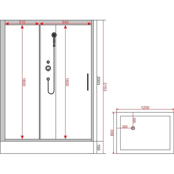 Душевое кабина EvaGold 120x80 см EG210023, хром/прозрачное - фото 2