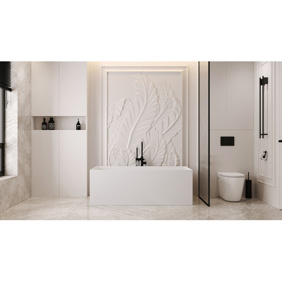 Ванна каменная Abber Stein 150x70 см AS9640-1.5, белый матовый, Размер - мм: 1500х700 - фото 8