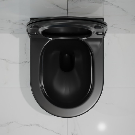 Унитаз подвесной безободковый EvaGold EG070003 с тонкой крышкой микролифт, чёрный матовый - фото 3