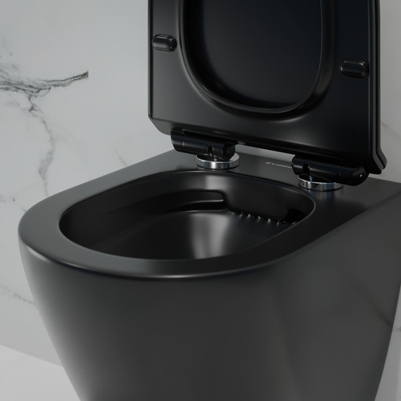 Унитаз подвесной безободковый EvaGold EG070003 с тонкой крышкой микролифт, чёрный матовый - фото 5