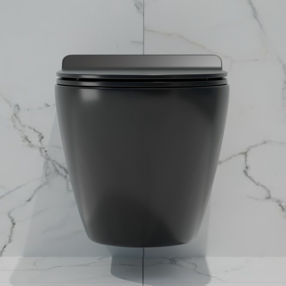 Унитаз подвесной безободковый EvaGold EG070003 с тонкой крышкой микролифт, чёрный матовый - фото 7