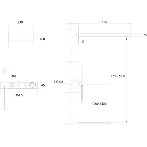 Душевая система для душа с термостатом Abber Rund AF8752NG, никель - фото 3