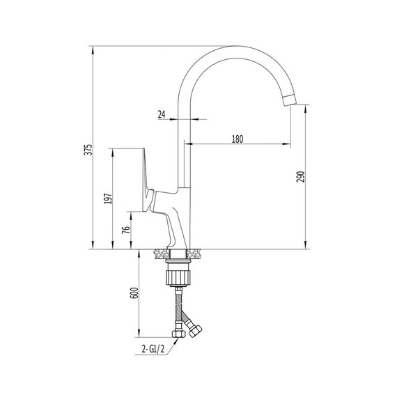 Смеситель для кухни EvaGold Vesta EG400089 поворотный излив, оружейная сталь - фото 7