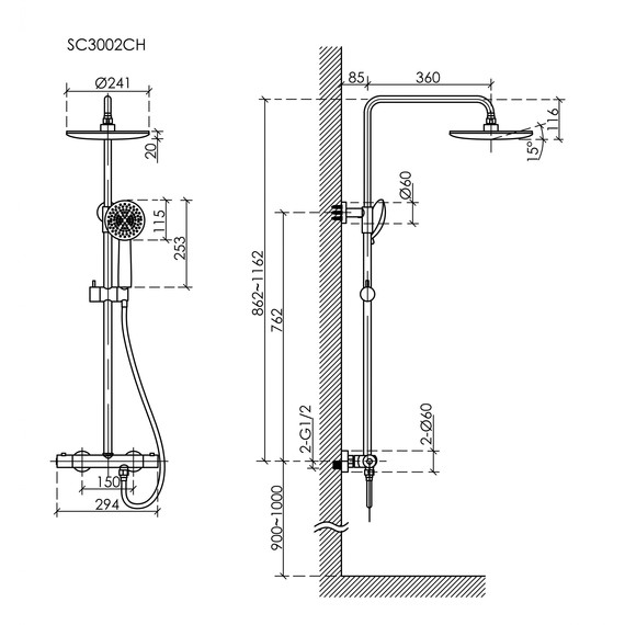 Душевая стойка с термостатом Sancos Game SC3002CH - фото 9