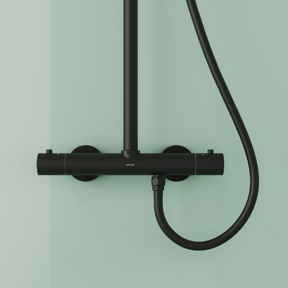 Душевая стойка с термостатом Sancos Game SC3002MB, чёрный матовый - фото 6