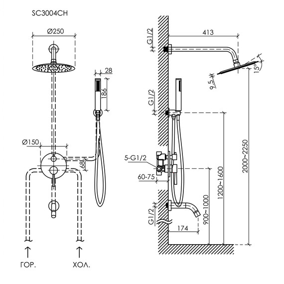 Душевая система для душа Sancos Select SC3004MB, чёрный матовый - фото 10
