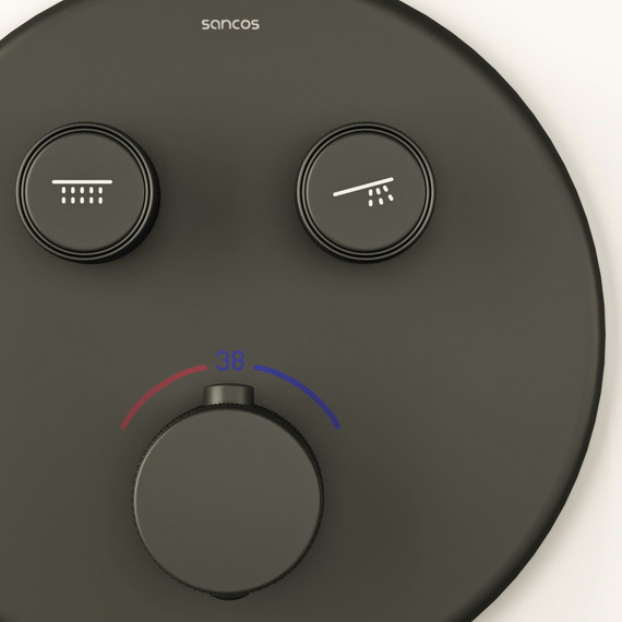 Душевая система для душа с термостатом Sancos Space SC3006MB, чёрный матовый - фото 4