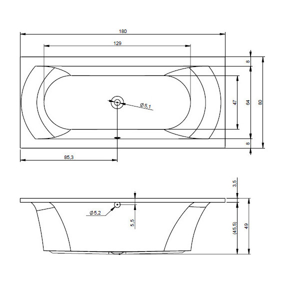 Ванна акриловая Riho LIMA 180x80 см B052001005, Размер - мм: 1800х800 - фото 6
