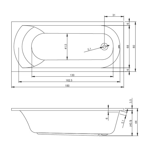 Ванна акриловая Riho MIAMI 180x80 см BB6400500000000, Размер - мм: 1800х800 - фото 6