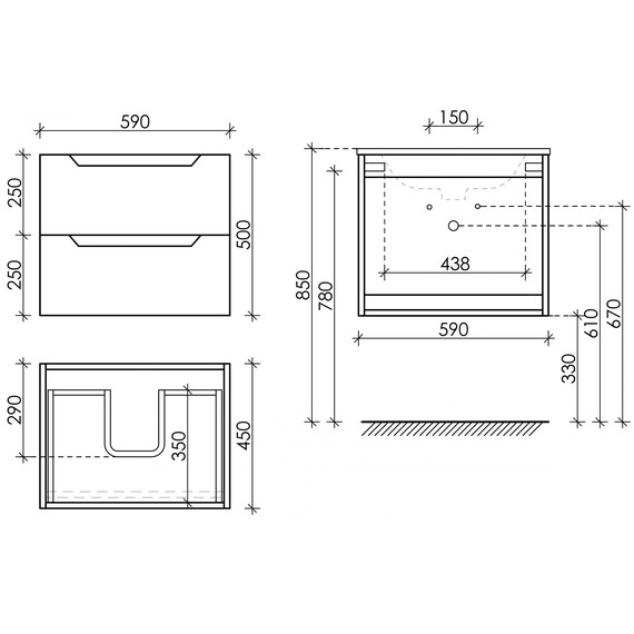 Тумба подвесная с раковиной Sancos Norma 2.0 60 см NR2.060W - фото 6