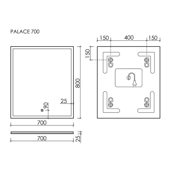 Зеркало Sancos Palace 70х80 см PA700 - фото 5