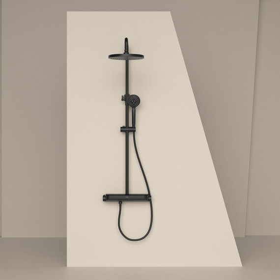 Душевая стойка с термостатом Sancos Teo SC11002MB, чёрный матовый - фото 6