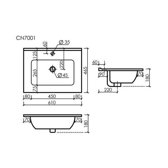 Тумба подвесная с раковиной Sancos Libra 60 см LB60W (раковина Element CN7001) - фото 9
