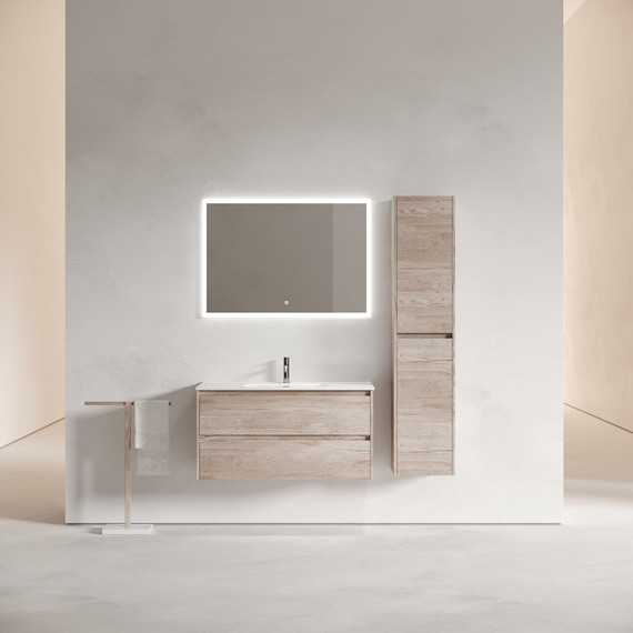 Тумба подвесная с раковиной-столешницей Sancos Libra 100 см LB100EG, дуб галифакс натуральный (раковина Element CN7003) - фото 6