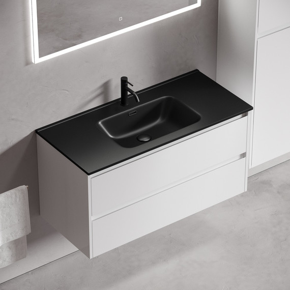 Тумба подвесная с раковиной-столешницей Sancos Libra 100 см LB100W (раковина Element CN7003MB) - фото 6