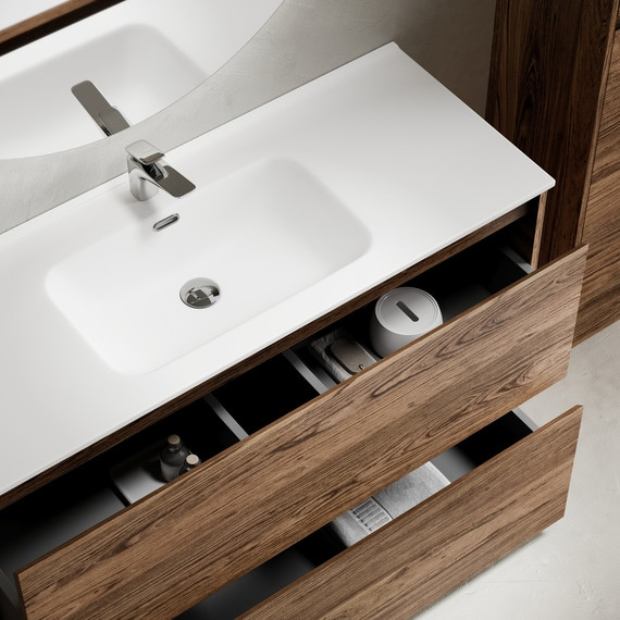 Тумба напольная с раковиной-столешницей Sancos Libra Floor 120 см LB120F-1ECH, дуб чарльстон (раковина Element CN7006) - фото 7