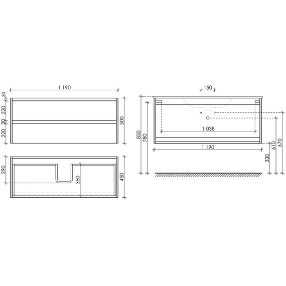 Тумба подвесная с раковиной-столешницей Sancos Libra 120 см LB120-1W (раковина Element CN7006MB) - фото 10