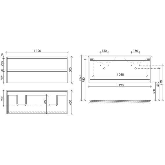 Тумба подвесная с раковиной Sancos Libra 120 см LB120-2ECH, дуб чарльстон (раковина Element CN7004MB) - фото 11