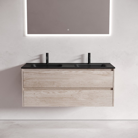 Тумба подвесная с раковиной Sancos Libra 120 см LB120-2EG, дуб галифакс натуральный (раковина Element CN7004MB) - фото 