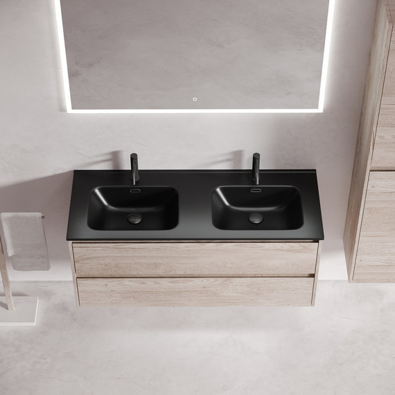 Тумба подвесная с раковиной Sancos Libra 120 см LB120-2EG, дуб галифакс натуральный (раковина Element CN7004MB) - фото 5