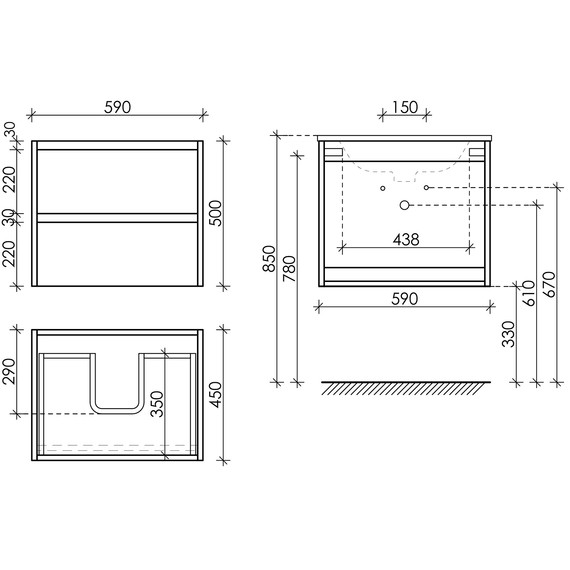 Тумба подвесная с раковиной Sancos Libra 60 см LB60W (раковина Element CN7001MB) - фото 10