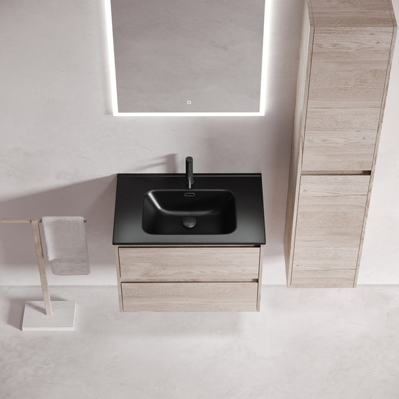 Тумба подвесная с раковиной-столешницей Sancos Libra 70 см LB70EG, дуб галифакс натуральный (раковина Element CN7007MB) - фото 5