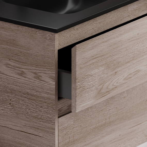 Тумба подвесная с раковиной-столешницей Sancos Libra 70 см LB70EG, дуб галифакс натуральный (раковина Element CN7007MB) - фото 7