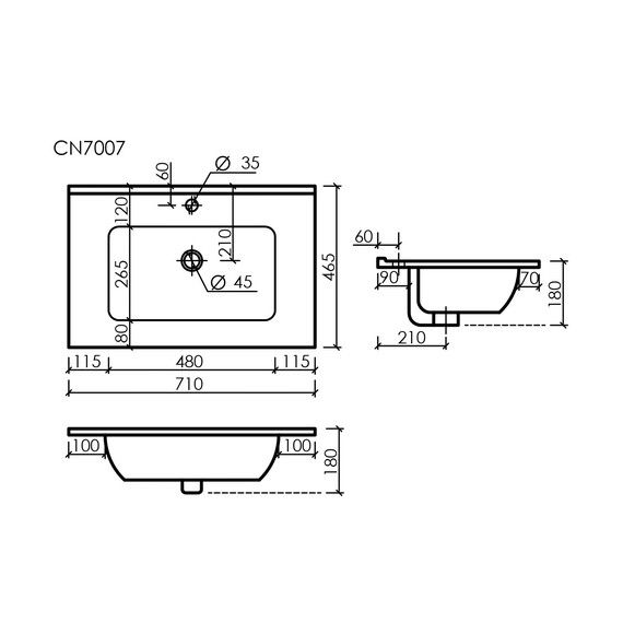 Тумба подвесная с раковиной-столешницей Sancos Libra 70 см LB70W (раковина Element CN7007) - фото 9