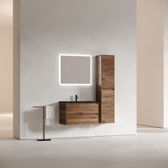 Тумба подвесная с раковиной-столешницей Sancos Libra 80 см LB80ECH, дуб чарльстон (раковина Element CN7005MB) - фото 5