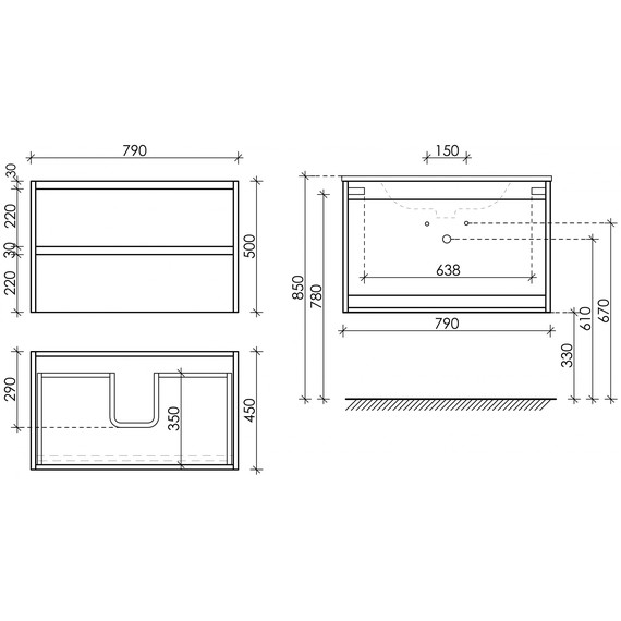 Тумба подвесная с раковиной-столешницей Sancos Libra 80 см LB80EG, дуб галифакс натуральный (раковина Element CN7005MB) - фото 11