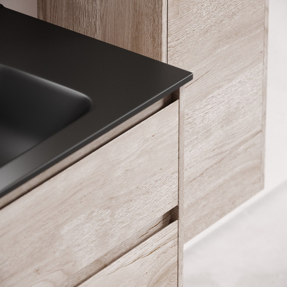 Тумба подвесная с раковиной-столешницей Sancos Libra 90 см LB90EG, дуб галифакс натуральный (раковина Element CN7002MB) - фото 8