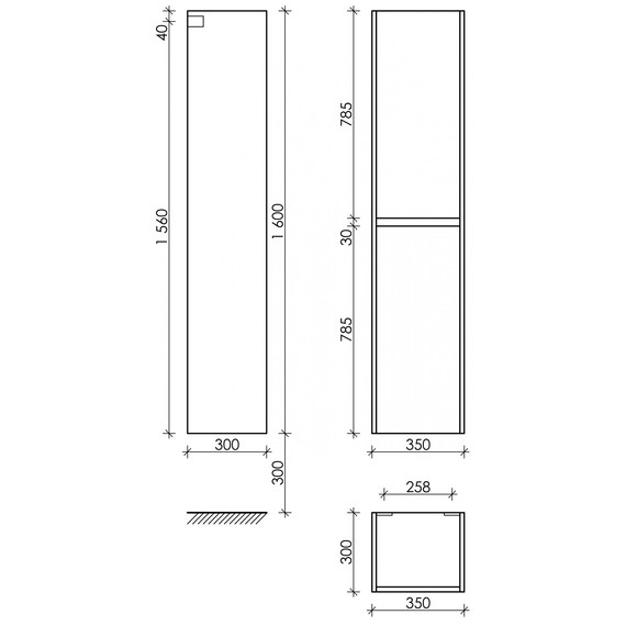 Пенал подвесной Sancos Libra 35 см PLB35ECH, дуб чарльстон - фото 10