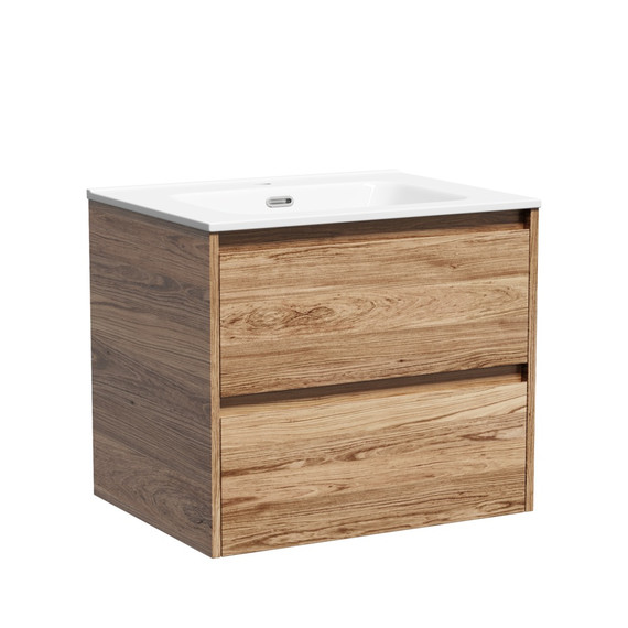 Тумба подвесная с раковиной Sancos Libra 60 см LB60ECH, дуб чарльстон (раковина Element CN7001) - фото 2