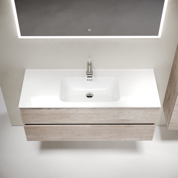 Тумба подвесная с раковиной-столешницей Sancos Urban 120 см UR120-1EG, дуб галифакс натуральный (раковина Element CN7006) - фото 5