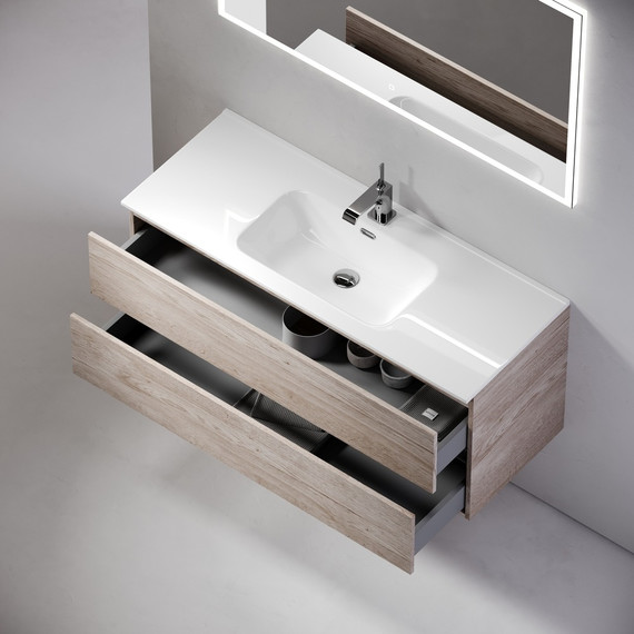 Тумба подвесная с раковиной-столешницей Sancos Urban 120 см UR120-1EG, дуб галифакс натуральный (раковина Element CN7006) - фото 6